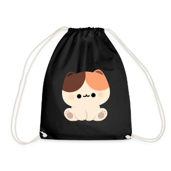 Cute Tortie Cat - Drawstring Bag - black - Front