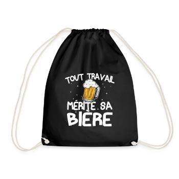 Tout travail mérite sa bière - Sac de sport léger - noir - Devant