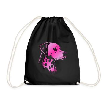 Dalmatian, dog head, drawing pink - Drawstring Bag - black - Front