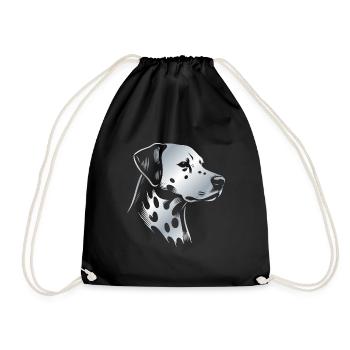 Dalmatian, dog head, drawing silver - Drawstring Bag - black - Front