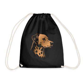 Dalmatian, Dog Head, Drawing bronze - Drawstring Bag - black - Front