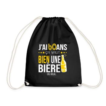 Cadeau d anniversaire 60 ans j ai 60 ans et bière - Sac de sport léger - noir - Devant
