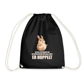 Der Hase hoppelt Witziges Funshirt - Turnbeutel - Schwarz - Vorne