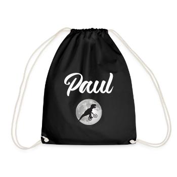 PAUL - Beautiful boy name with dinosaur - Drawstring Bag - black - Front