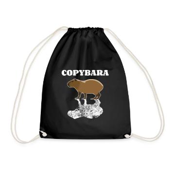 Copybara - Capybara Wortspiel Copy Style - Turnbeutel - Schwarz - Vorne