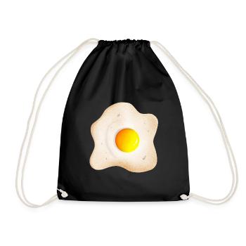 Œuf frit au jaune d'œuf et aux blancs d'œufs - Sac de sport léger - noir - Devant
