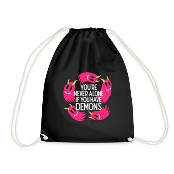 You're Never Alone If You Have Demons - Drawstring Bag - black - Front