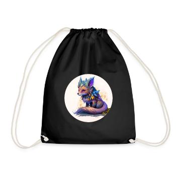 Animal fox fantasy and cute - Drawstring Bag - black - Front