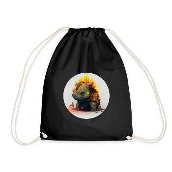 Cute and fantasy turtle animal - Drawstring Bag - black - Front
