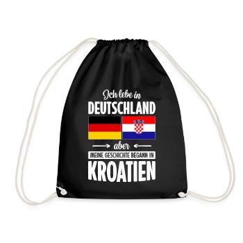 MEINE GESCHICHTE BEGANN IN KROATIEN - Turnbeutel - Schwarz - Vorne