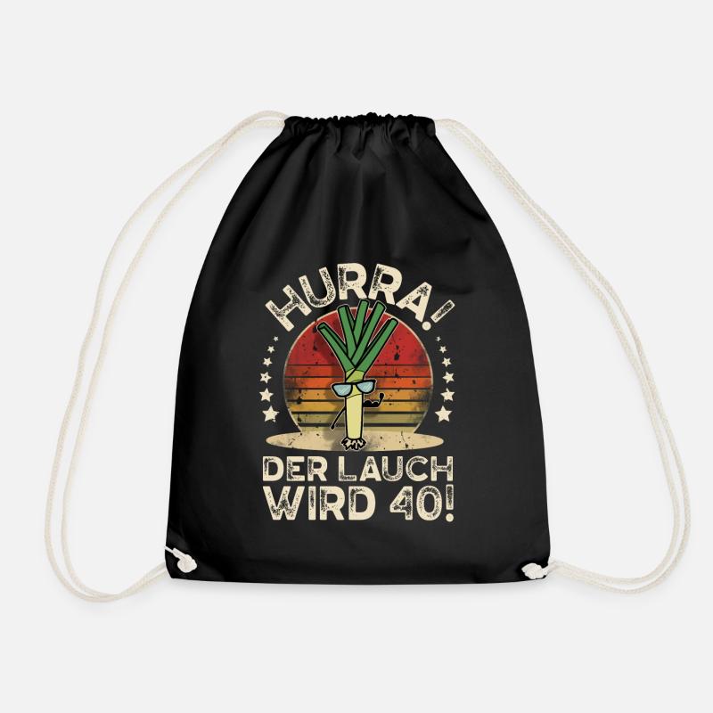 40. Geburtstag Hurra Der Lauch Wird 40 - Turnbeutel - Schwarz