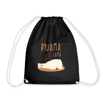 Pyjama Lama Schlafanzuh süße Lamas geschenk - Turnbeutel - Schwarz - Vorne