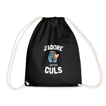 J'adore les ptits culs humour fesses blague drague - Sac de sport léger - noir - Devant