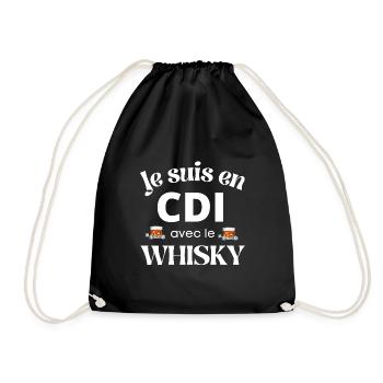 Je suis en CDI avec le whisky humour alcool apéro - Sac de sport léger - noir - Devant