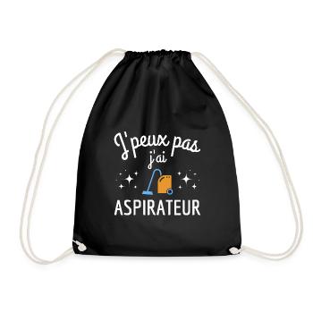 Je peux pas j'ai aspirateur humour ménage - Sac de sport léger - noir - Devant