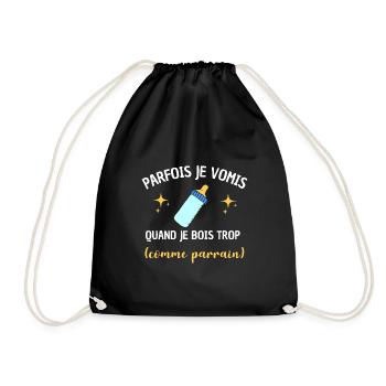 Parfois je vomis comme parrain bébé biberon humour - Sac de sport léger - noir - Devant