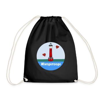 Leuchtturm Wangerooge Liebe Hochzeit - Turnbeutel - Schwarz - Vorne