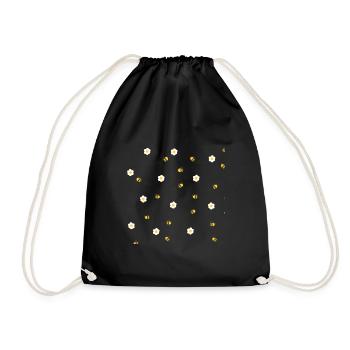 Bees and flowers - Drawstring Bag - black - Front