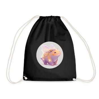 Animal hippopotamus fantasy and cute - Drawstring Bag - black - Front
