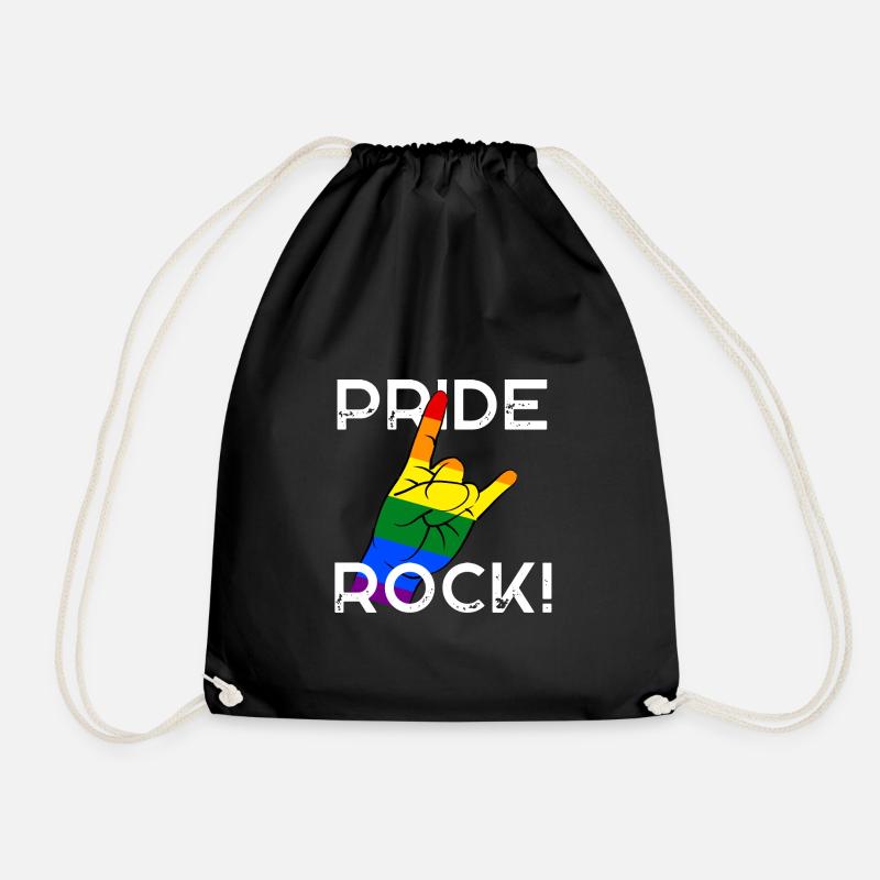 Pride Rock: LGBTQ+ Metal Sign - Drawstring Bag - black