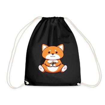 Shiba Inu Hund Sushi Japan Akita I Geschenk - Turnbeutel - Schwarz - Vorne