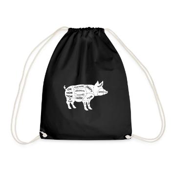 Schwein Einzelteile - Fleisch Butcher Grillen BBQ - Turnbeutel - Schwarz - Vorne