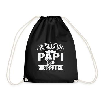 Je suis un Papi qui assure, Cadeau grand père - Sac de sport léger - noir - Devant