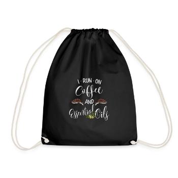 I Run On Coffee & Essential Oils OlivenÖl Kaffee - Turnbeutel - Schwarz - Vorne