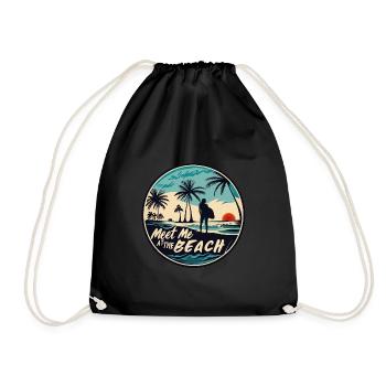 Meet Me At The Beach Surfer Girl Spruch Zitat - Turnbeutel - Schwarz - Vorne