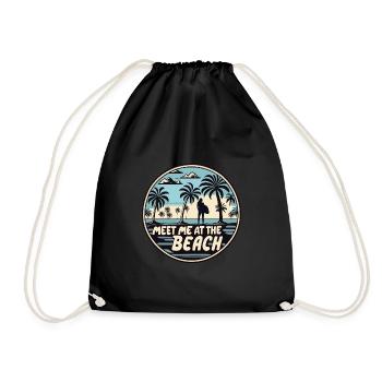 Meet Me At The Beach Surfer Girl Spruch Zitat - Turnbeutel - Schwarz - Vorne