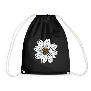 Blume weiß weiße Blumen Geschenkidee Weihnachten - Turnbeutel - Schwarz - Vorne
