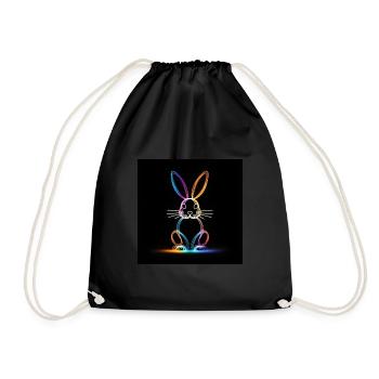 Glowing Rabbit - Drawstring Bag - black - Front