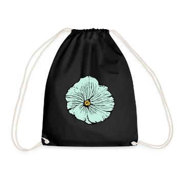 Blume hellblau blaue Blume Malve - Turnbeutel - Schwarz - Vorne