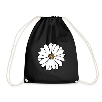 Blume weiß weiße Blumen Sommer Hippie Geschenkidee - Turnbeutel - Schwarz - Vorne