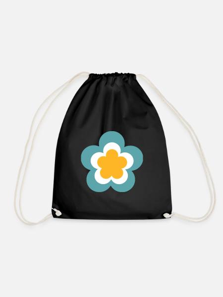 70er Jahre Blume Muster Retro Hippie Flowers Power - Turnbeutel - Schwarz