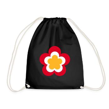 70s Flower Pattern Red - Drawstring Bag - black - Front