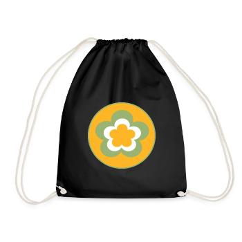 des années 70 motif de fleur - Sac de sport léger - noir - Devant