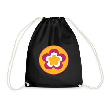 70s Flower Pattern Retro Hippie Flowers Power - Drawstring Bag - black - Front