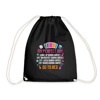My Perfect Day Wake Boardgames Board Gaming - Drawstring Bag - black - Front