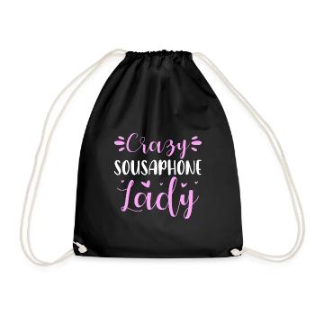 Crazy Sousaphone Lady Tube Playing Sousaphonist - Turnbeutel - Schwarz - Vorne