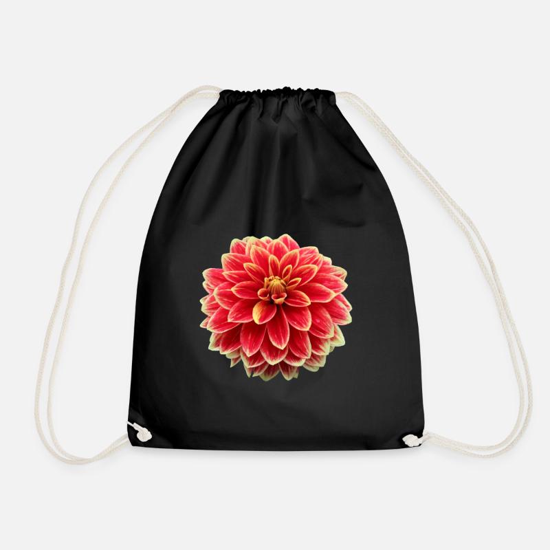 Flower Red Red Flower Flowers Red Red Flowers - Drawstring Bag - black