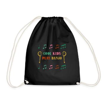 Banjo play banjo player music instrument - Drawstring Bag - black - Front
