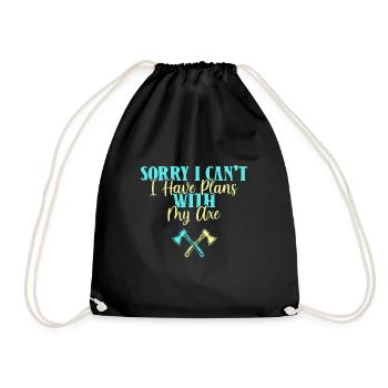 Axe throw axe throwing - Drawstring Bag - black - Front
