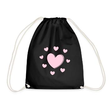 rosarotes Herz Herz rosa Geschenk Valentinstag - Turnbeutel - Schwarz - Vorne