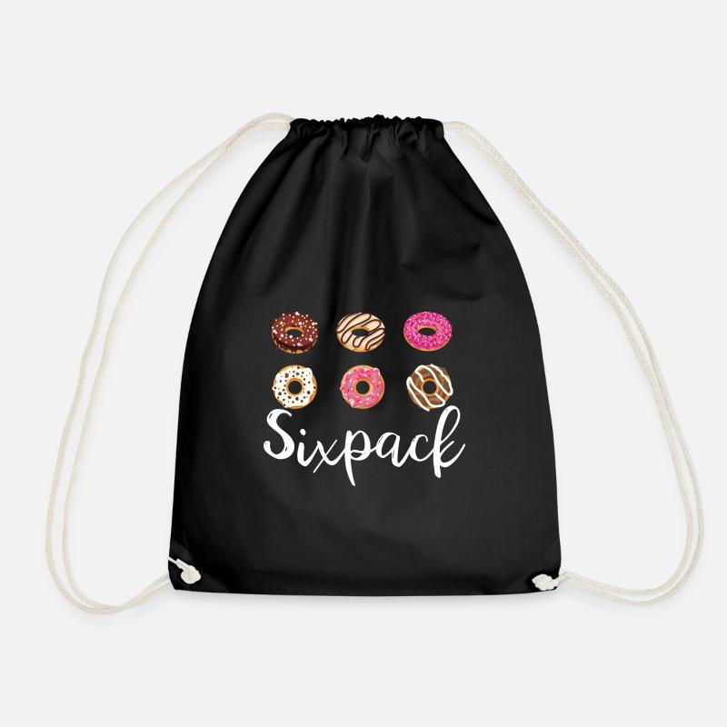 Six pack donat - Drawstring Bag - black