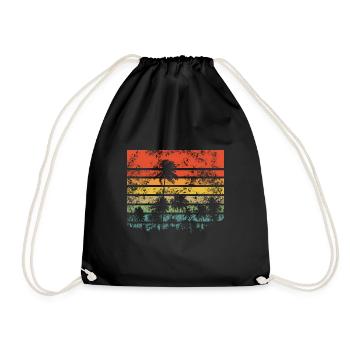 Palmiers Rétro Coucher de Soleil - Sac de sport léger - noir - Devant