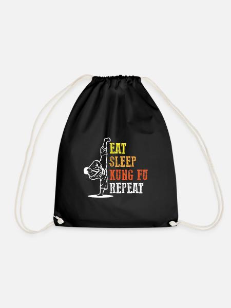 eat sleep kung fu repeat Design for a kung fu - Turnbeutel - Schwarz
