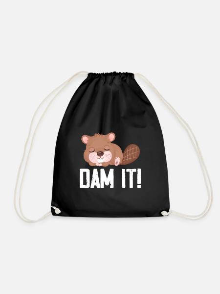 Dam It | Beaver - Turnbeutel - Schwarz