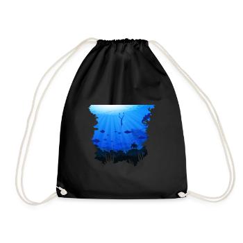 Freedive Diving Apnea Deep Seas Underwater Diver - Drawstring Bag - black - Front