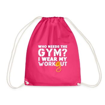 Who Needs The Gym I Wear My Workout Sousaphone - Drawstring Bag - fuchsia - Front